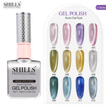 image, Shills Aura Cat Eye Gel Polish Set (12 Colors) | Magnetic Nail Art Kit | HEMA & TPO Free