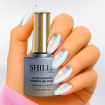 image, SHILLS Professional Black Glass Cat Magnetic Gel Polish – 9D Cat Eye Effect, Soak-Off UV & LED Gel Polish (Shade 425)