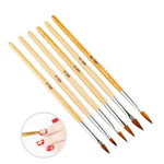 image, Sevyn Colors Acrylic Nail Brush Set – 6pcs Wooden Handle Kolinsky-Style Brushes for Acrylic Nail Art & Sculpting