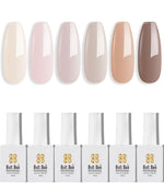 image, Bolt Bee Neutral Gel Nail Polish Set – 6 Colors Nude, Beige, Taupe, Pink, Ivory, Grey | All Season Gel Polish Kit