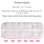image, Sevyn Colors Pearl White Beads for Nail Art Mini Flatback Pearls for 3D Nail Designs, Crafts & Embellishments
