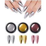 image, Sevyn Colors Chrome Nail Powder 3 Colors Metallic Mirror Effect Pigment Set for Gel & Acrylic Nails