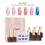 image, Emigel Professional Jelly Glass UV Gel Polish Set – 6 Vibrant Soak-Off Shades with Base & Top Coat