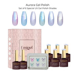 image, Emigel Professional Aurora UV Gel Polish Set – 6 Iridescent Soak-Off Shades with Base & Top Coat