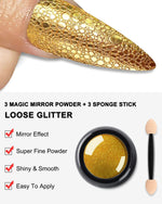 image, Sevyn Colors Gold & Silver Chrome Nail Powder Set Mirror Metallic Pigment Duo for Gel & Acrylic Nails