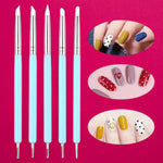 image, Sevyn Colors 5PCS Silicone Nail Art Tools with Dotting Pens – Dual-Ended Nail Sculpting Brushes for Gel Polish, Cleanup & Detailing