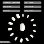 image, Shills Frosted Squoval Soft Gel Nail Tips 600pcs Natural (Full Cover Extension Tips 15 Sizes PT33)