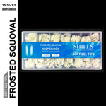 image, Shills Frosted Squoval Soft Gel Nail Tips 600pcs Natural (Full Cover Extension Tips 15 Sizes PT33)