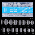 image, Shills Frosted Squoval Soft Gel Nail Tips 600pcs Clear (Full Cover Extension Tips 15 Sizes PT33)