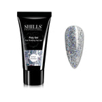 image, Shills Grey Glitter Poly Nail Gel – Fast Building Nail Extension Gel (30ml)
