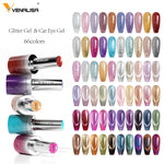 image, Venalisa 60 Colors Glitter & Cat Eye Gel Polish Set (10ML) – Magnetic Nail Kit with DIY Color Display | TPO Free & HEMA Free