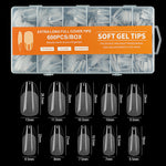 image, Queen Finger Extra Long Oval Soft Gel Nail Tips – 600PCS Full Cover Clear Nail Extensions, 12 Sizes Professional Nail Art Tips Kit for Salon & DIY