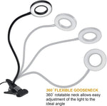 image, Sevyn Colors 360° Flexible Gooseneck LED Clip-On Ring Light | 3 Color Modes & 10 Brightness Levels | USB Powered Reading, Study, Makeup & Desk Lamp