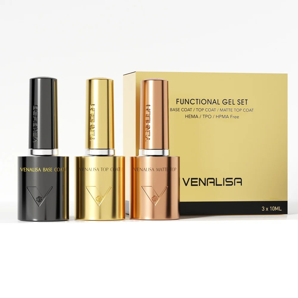 Venalisa Base Coat, Top Coat & Matte Top Set – Long-Lasting, UV-Resistant, High Shine & Matte Finish Nail Gel Set