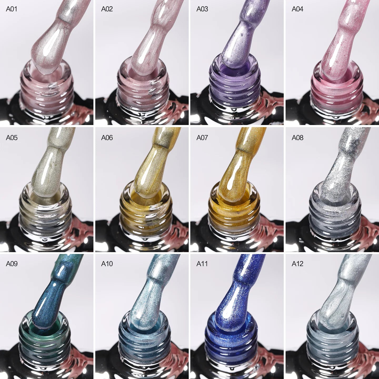 Shills Aura Cat Eye Gel Polish Set (12 Colors) | Magnetic Nail Art Kit | HEMA & TPO Free