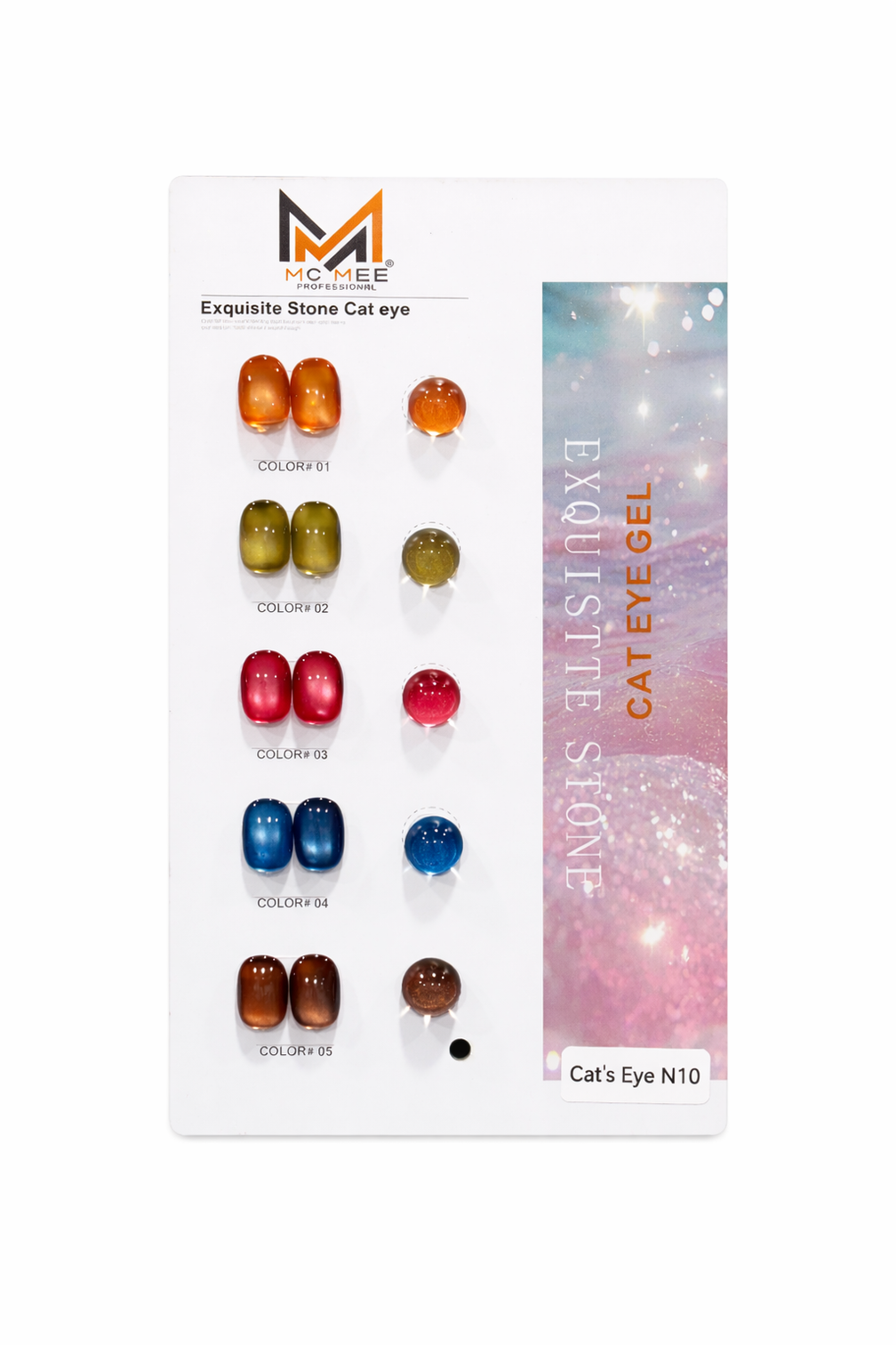 MC MEE Exquisite Stone Cat Eye Gel Polish N10 – Pack of 5 (15ml Each) Soak Off UV/LED Magnetic Nail Polish Set