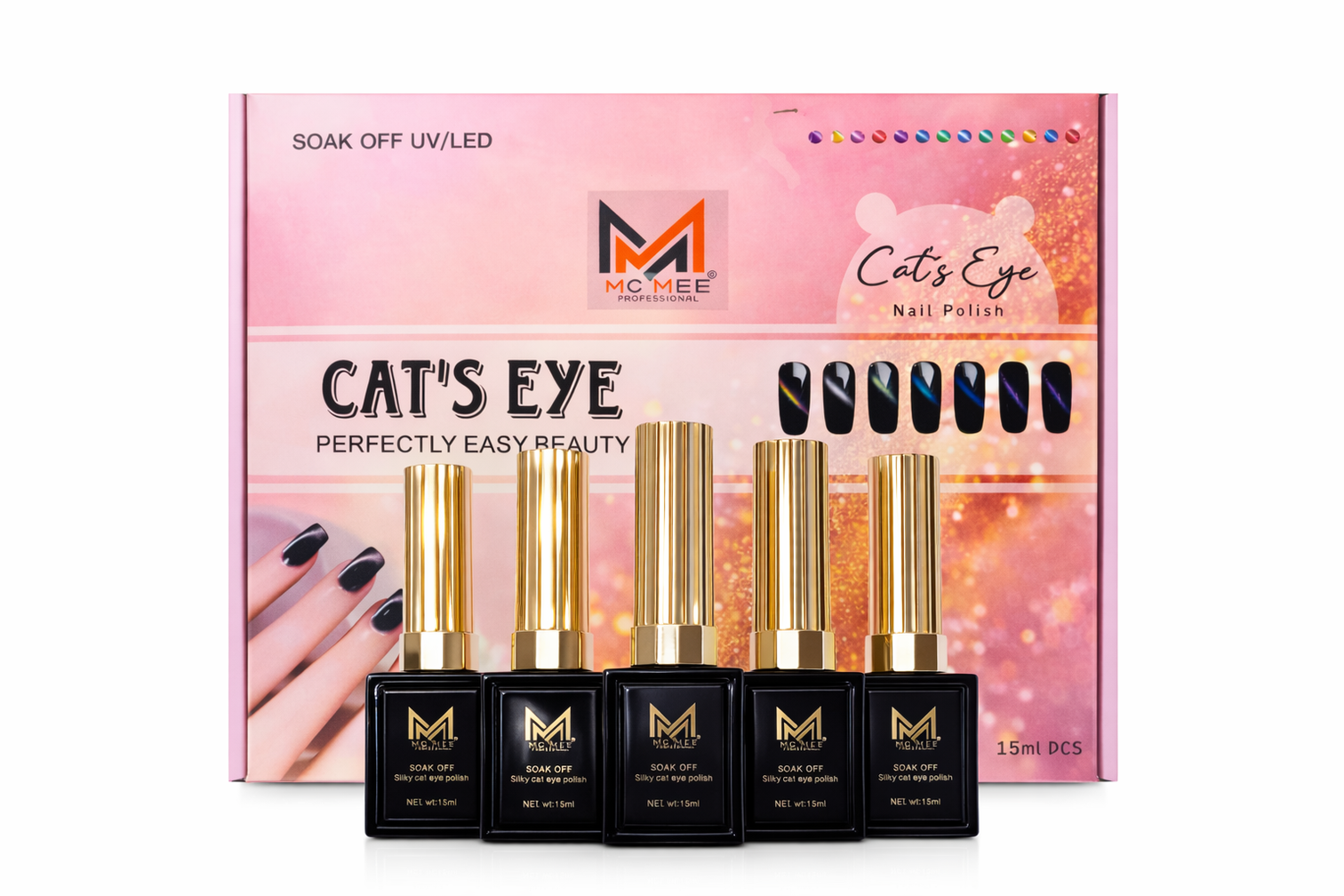MC MEE Professional Cat’s Eye Gel Polish Kit – 24 Colors (15ml Each) Soak Off UV/LED Magnetic Nail Polish Set