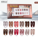 image, Shills Burnt Tea Mocha Cat Eye Gel Polish Set (12 Colors) | Magnetic Nail Art Kit | HEMA &amp; TPO Free