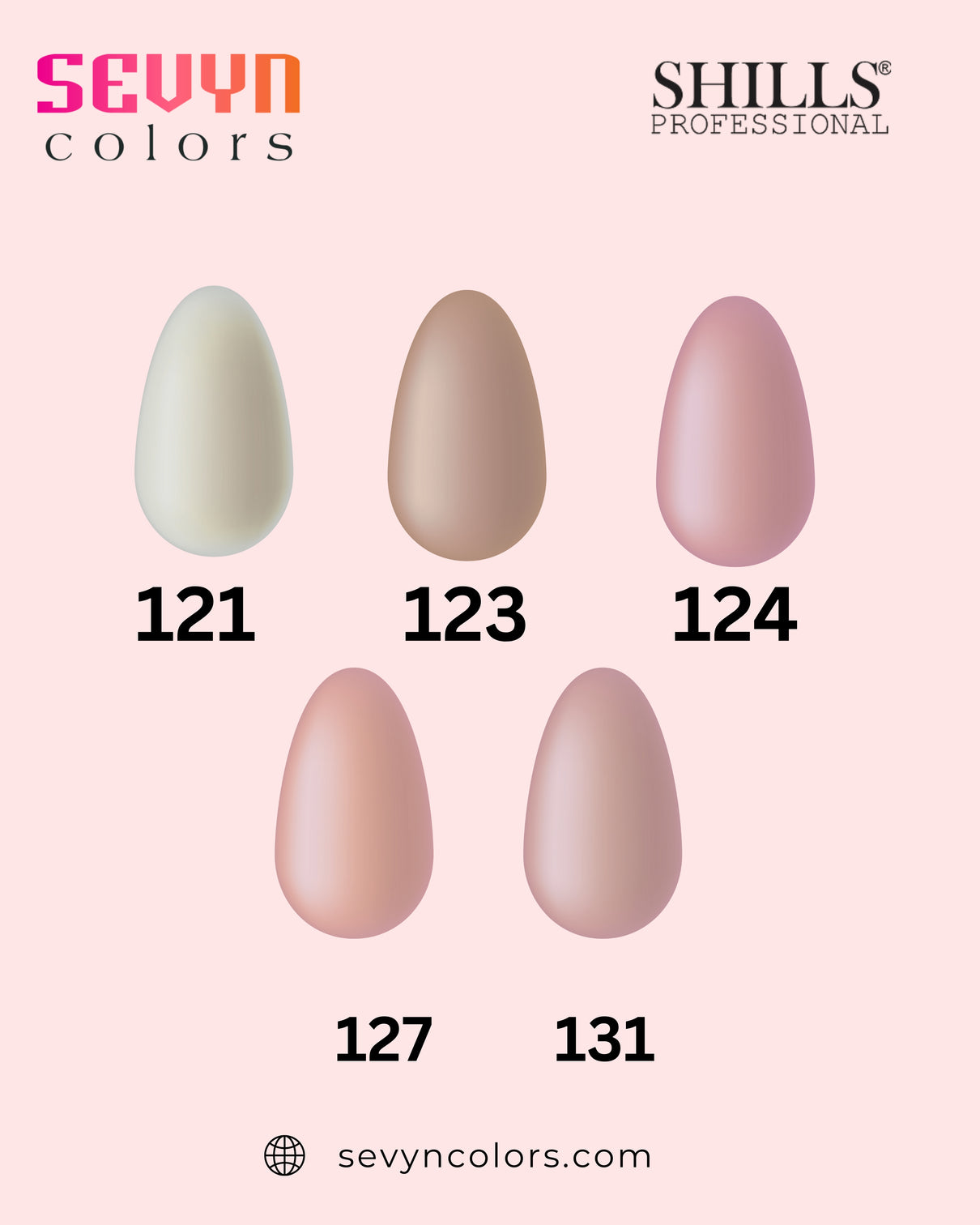 Milky Gel Polish Set of 5 – Shills Professional | Nude & Neutral Collection | Sevyn Colors