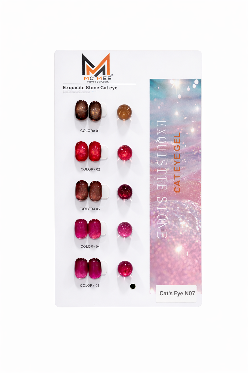 MC MEE Exquisite Stone Cat Eye Gel Polish N07 – Pack of 5 (15ml Each) Soak Off UV/LED Magnetic Glitter Nail Polish Set