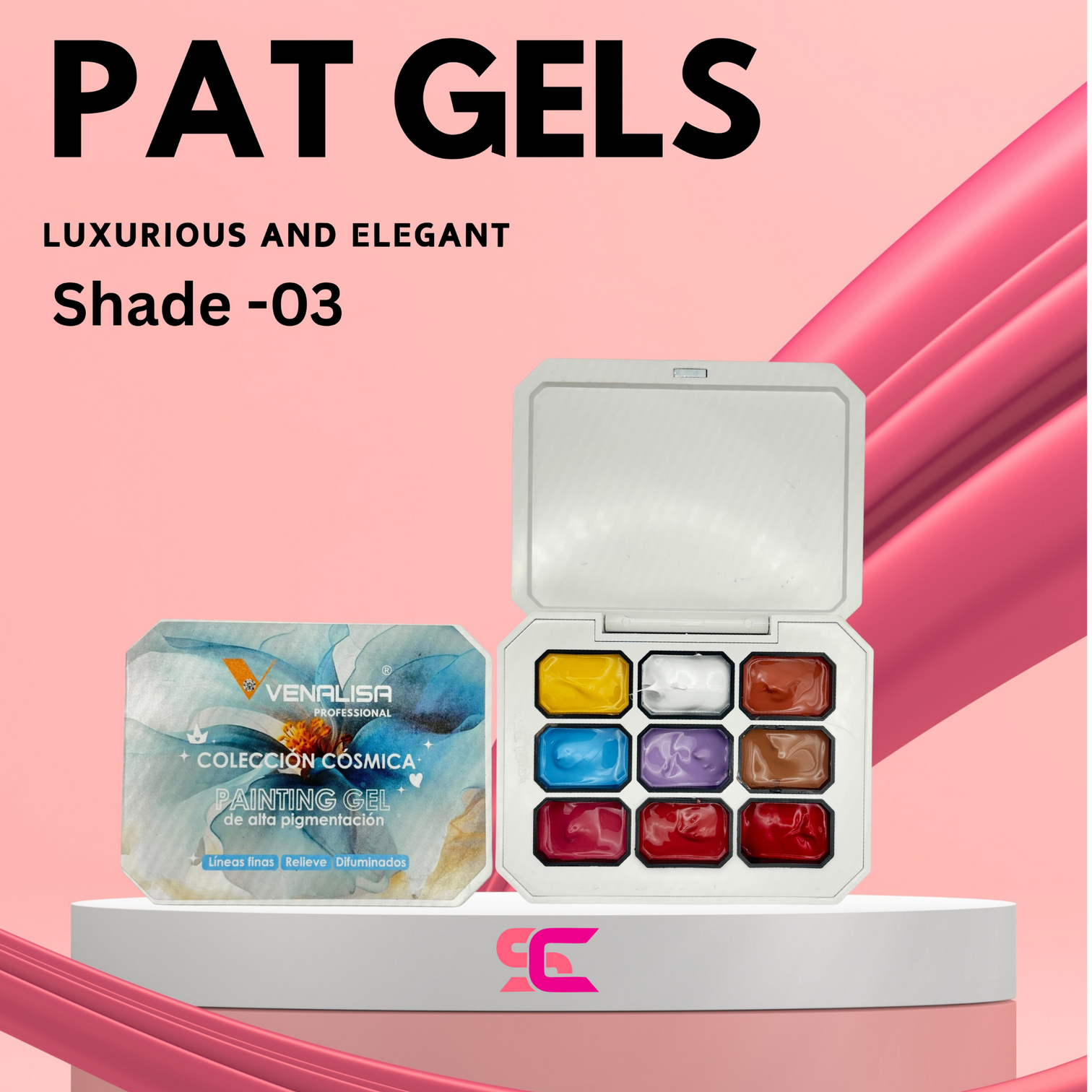 Venalisa Pat Gels Shade-03 – 9-Color High-Pigment Nail Art Gel Palette