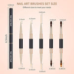 image, Sevyn Colors Nail Art Brush Set – 5pc Dual-Ended Professional Nail Brushes for Gel, Acrylic, Ombre, 3D &amp; Detail Designs
