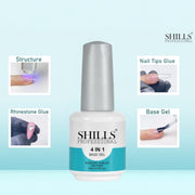 Shills Professional 4-in-1 Base Gel – Strengthening Builder, Base Coat, Slip Solution & Nail Glue for Gel, Acrylic & Poly Gel Nails