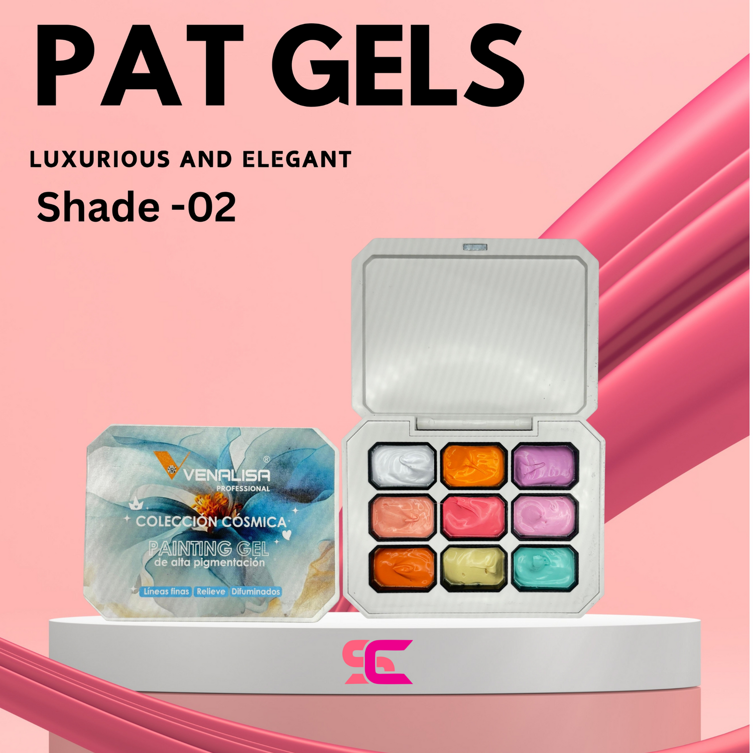 Venalisa Pat Gels Shade-02 – Premium Nail Art Gel Palette with 9 Rich Colors