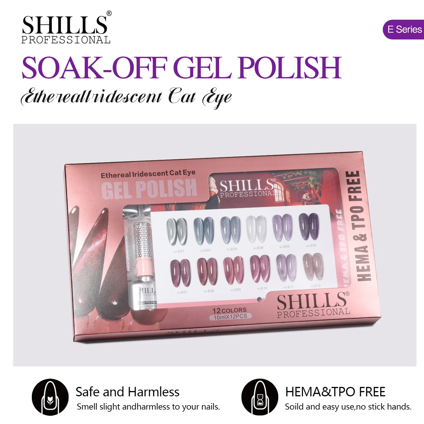 Shills Ethereal Iridescent Cat Eye Gel Polish Set (12 Colors) | Magnetic Nail Art Kit | HEMA & TPO Free
