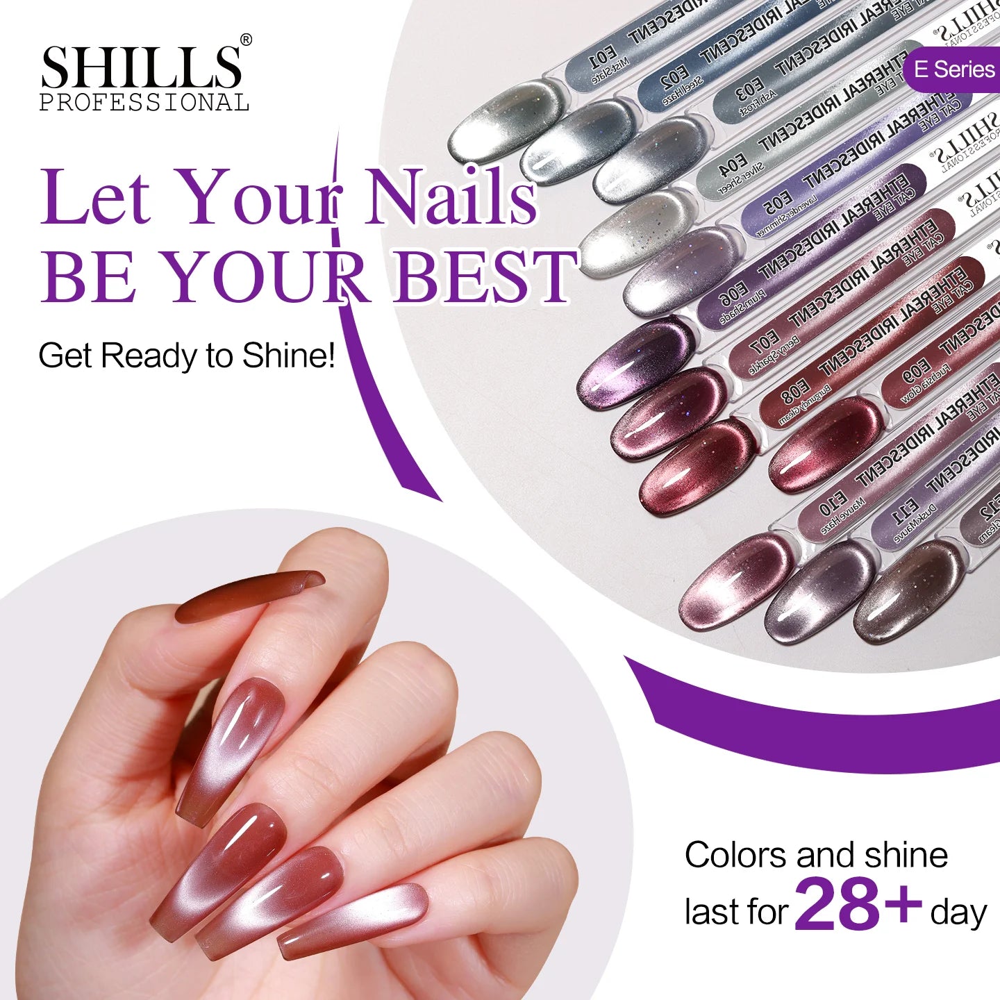 Shills Ethereal Iridescent Cat Eye Gel Polish Set (12 Colors) | Magnetic Nail Art Kit | HEMA & TPO Free