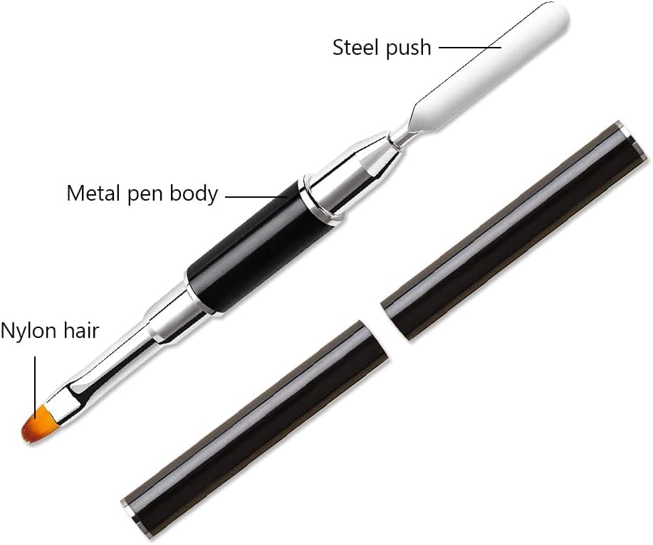Sevyn Colors Dual-Ended Nail Art Tool  2 in 1 Cuticle Pusher & Gel Nail Brush with Nylon Hair and Steel Tip for Acrylic & Gel Nails