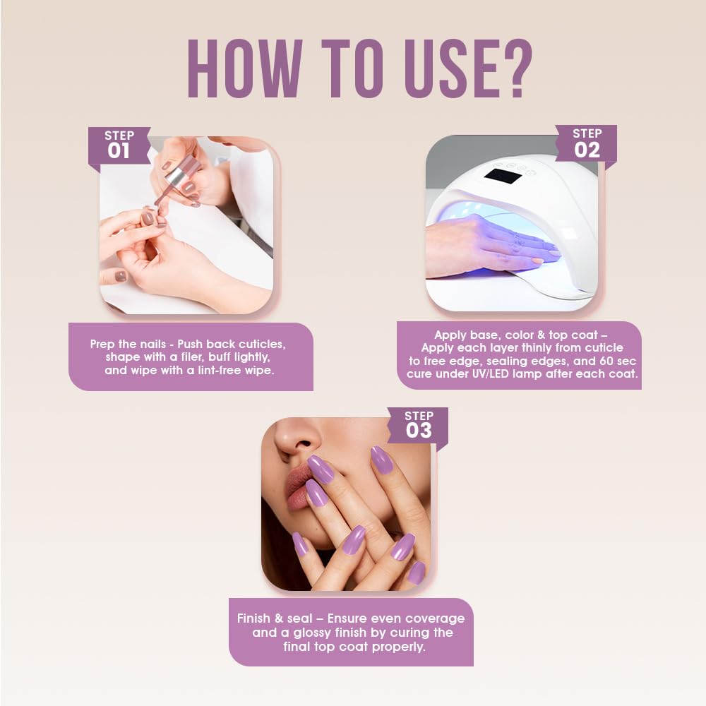 Fingertips Vivid Vibes UV Gel Polish – Shade 14 Lavender Cloud | 16ml Soak-Off Gel Nail Color