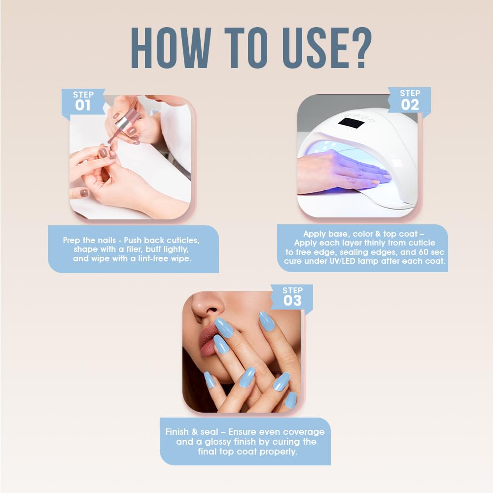 Fingertips Vivid Vibes UV Gel Polish – Shade 10 Powder Blue | Long-Lasting Soak-Off Gel Nail Color