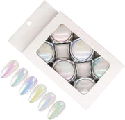 Sevyn Colors Aurora Chrome Mirror Pearl Powder Set – 6 Colors Iridescent Nail Art Pigment