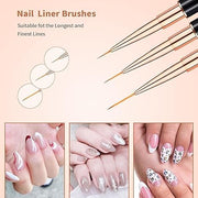 Sevyn Colors Nail Art Brush Set – 5pc Dual-Ended Professional Nail Brushes for Gel, Acrylic, Ombre, 3D & Detail Designs