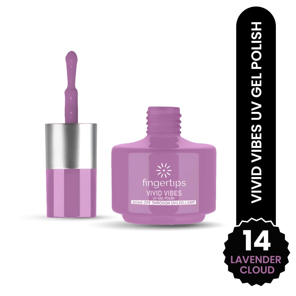 Fingertips Vivid Vibes UV Gel Polish – Shade 14 Lavender Cloud | 16ml Soak-Off Gel Nail Color