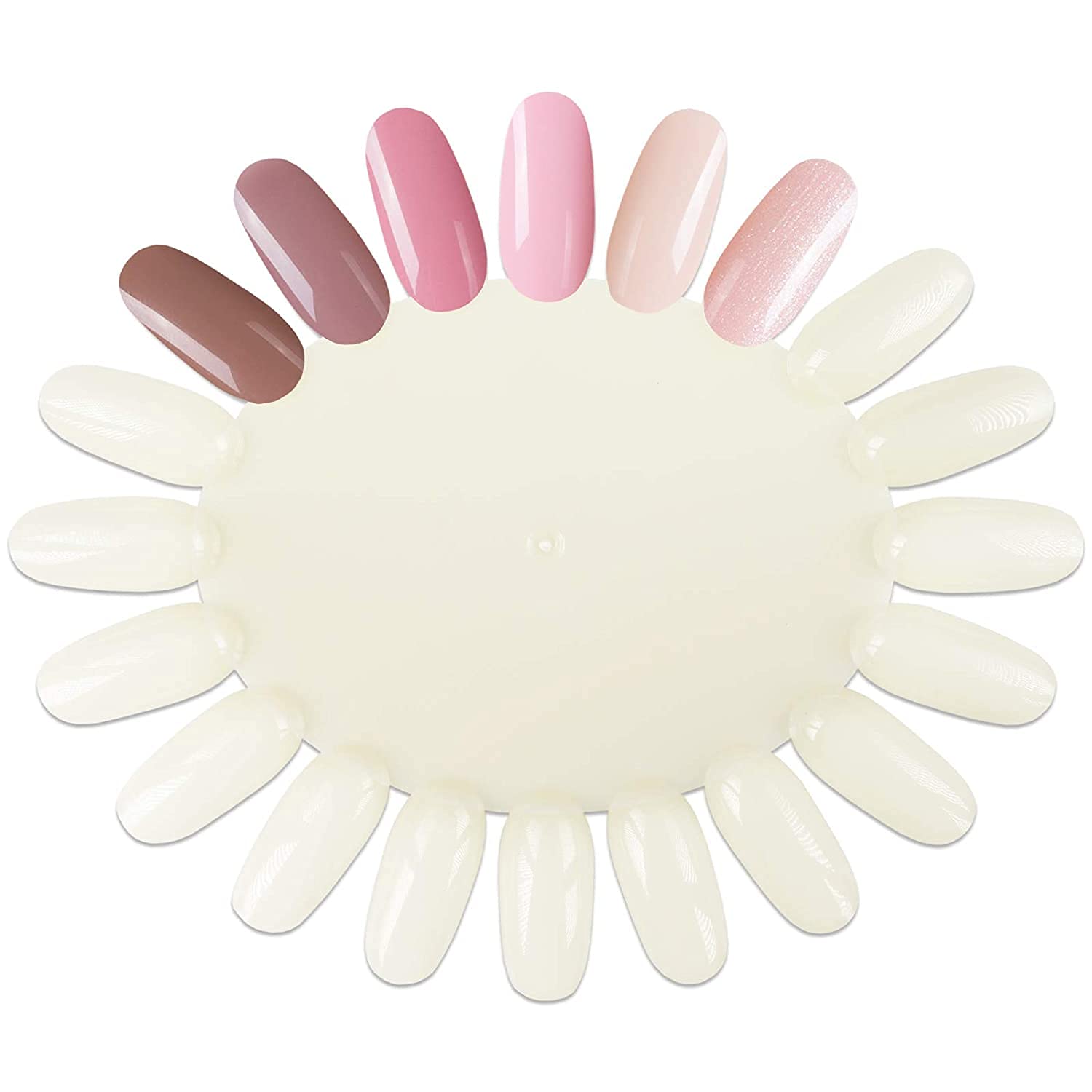 Sevyn Colors Natural Nail Art Display Wheel – 10PCS Nail Polish Swatch Rounds for Gel, Acrylic & Practice Designs