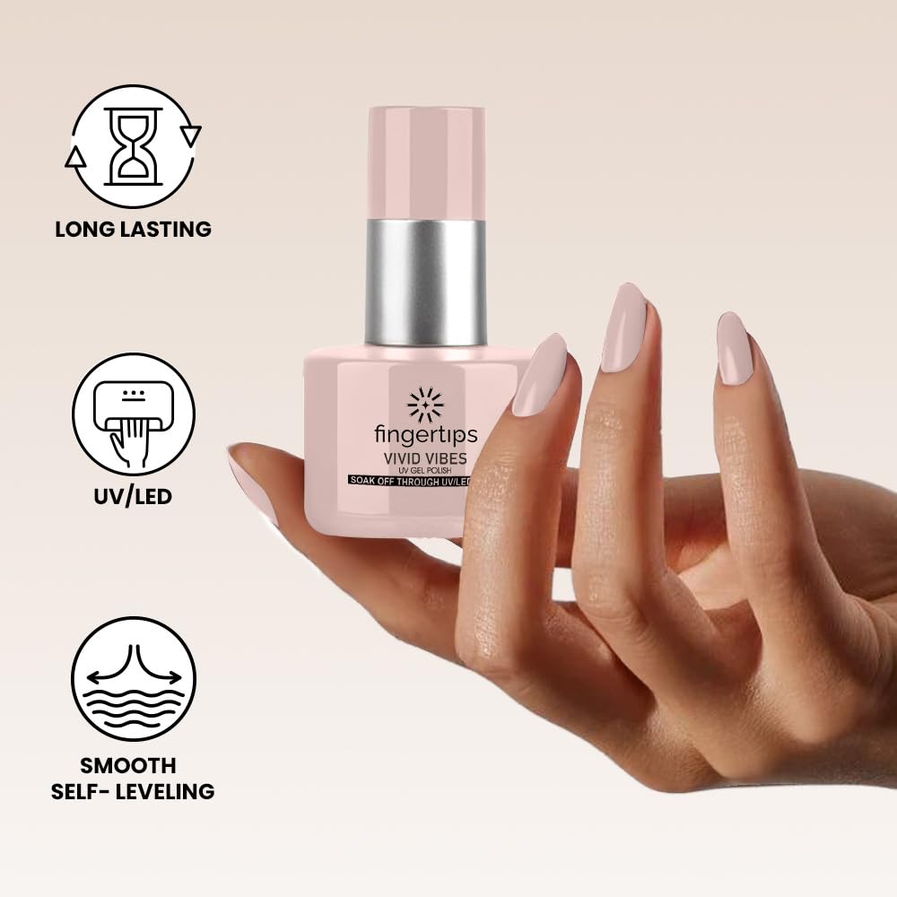 Fingertips Vivid Vibes UV Gel Polish – Shade 20 Ivory Cream | 16ml Soak-Off Long-Lasting Gel Nail Color