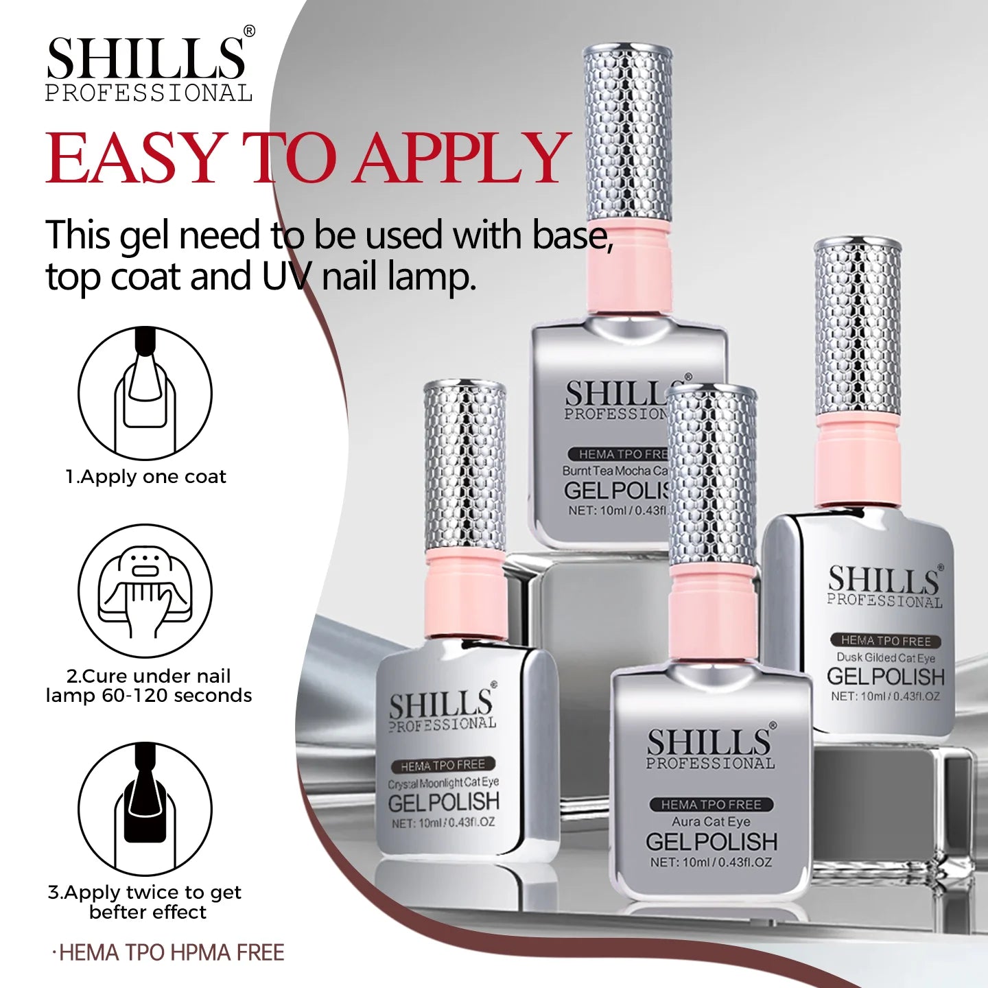 Shills Fading Twilight Cat Eye Gel Polish Set (12 Colors) | Magnetic Nail Art Kit | HEMA & TPO Free