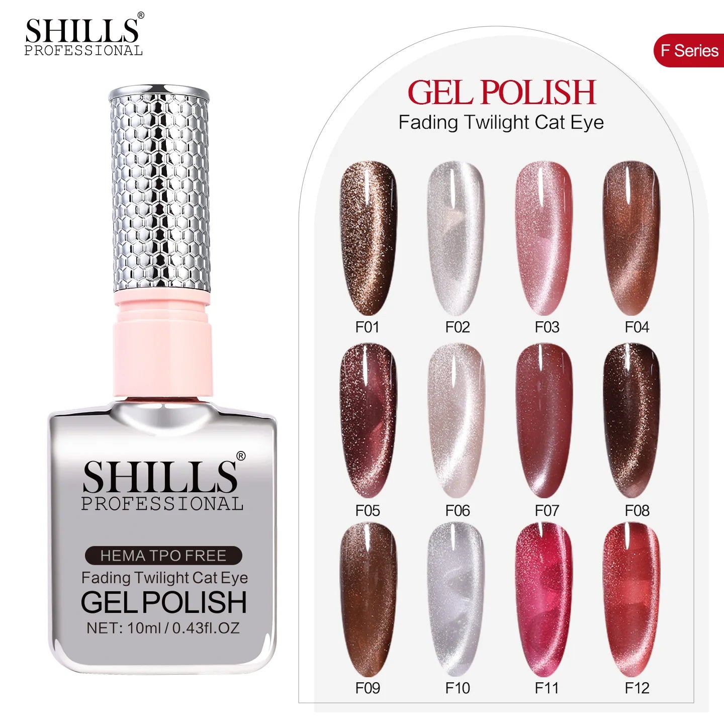 Shills Fading Twilight Cat Eye Gel Polish Set (12 Colors) | Magnetic Nail Art Kit | HEMA & TPO Free