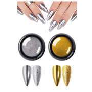 Sevyn Colors Gold & Silver Chrome Nail Powder Set  Mirror Metallic Pigment Duo for Gel & Acrylic Nails