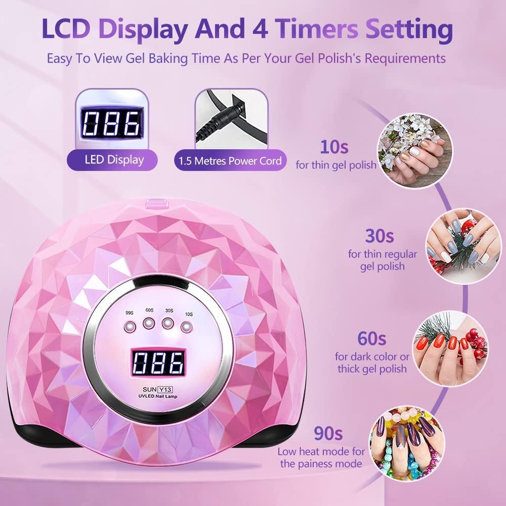 SUN Y13 248W UV LED Nail Lamp – Fast Nail Dryer with 60 LED Beads, Auto Sensor & 4 Timer Settings – UV Light for Gel Nail Polish
