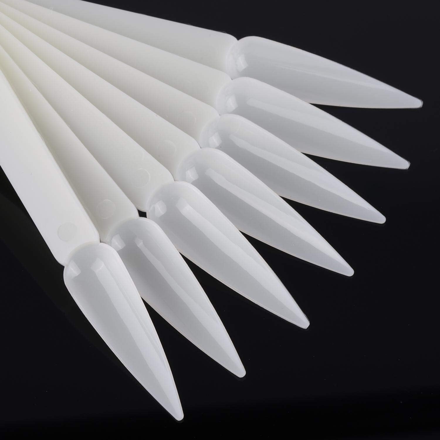 Sevyn Colors Nail Display Fan Sticks – 50pcs Nail Art Practice Tips with Ring | Stiletto Shape Swatch Sticks for Gel, Polish & Design Display