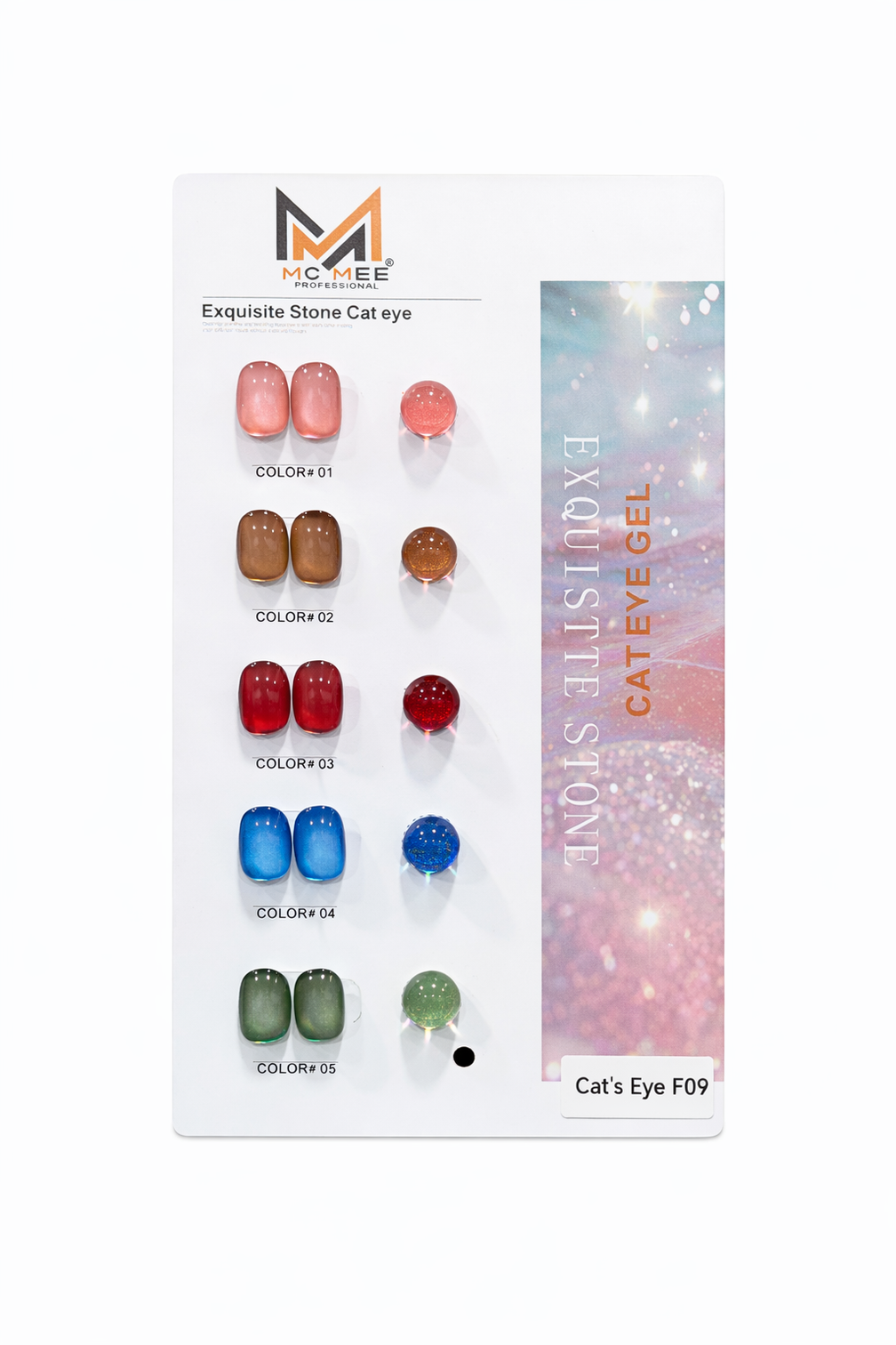 MC MEE Exquisite Stone Cat Eye Gel Polish F09 – Pack of 5 (15ml Each) Soak Off UV/LED Magnetic Shimmer Nail Polish Set