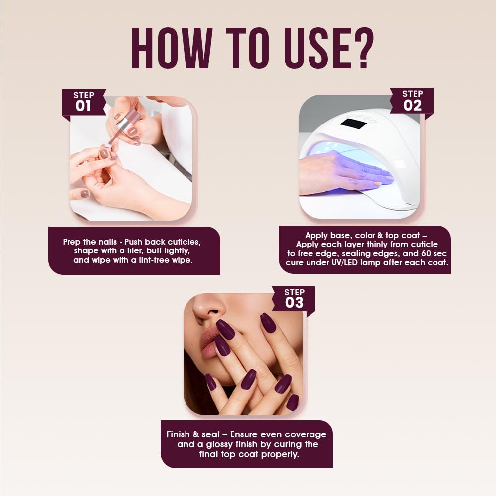 Fingertips Vivid Vibes UV Gel Polish – Shade 13 Midnight Berry | 16ml Long-Lasting Soak-Off Gel Nail Color