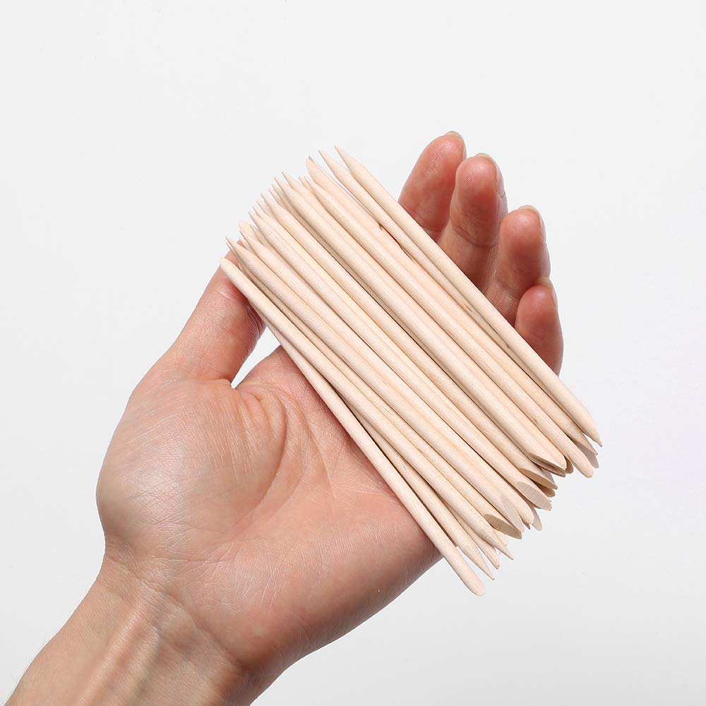 Sevyn Colors Wooden Cuticle Sticks  Double-Ended Manicure Orange Sticks for Nail Art, Cuticle Pusher & Cleaner (Pack Of 100)