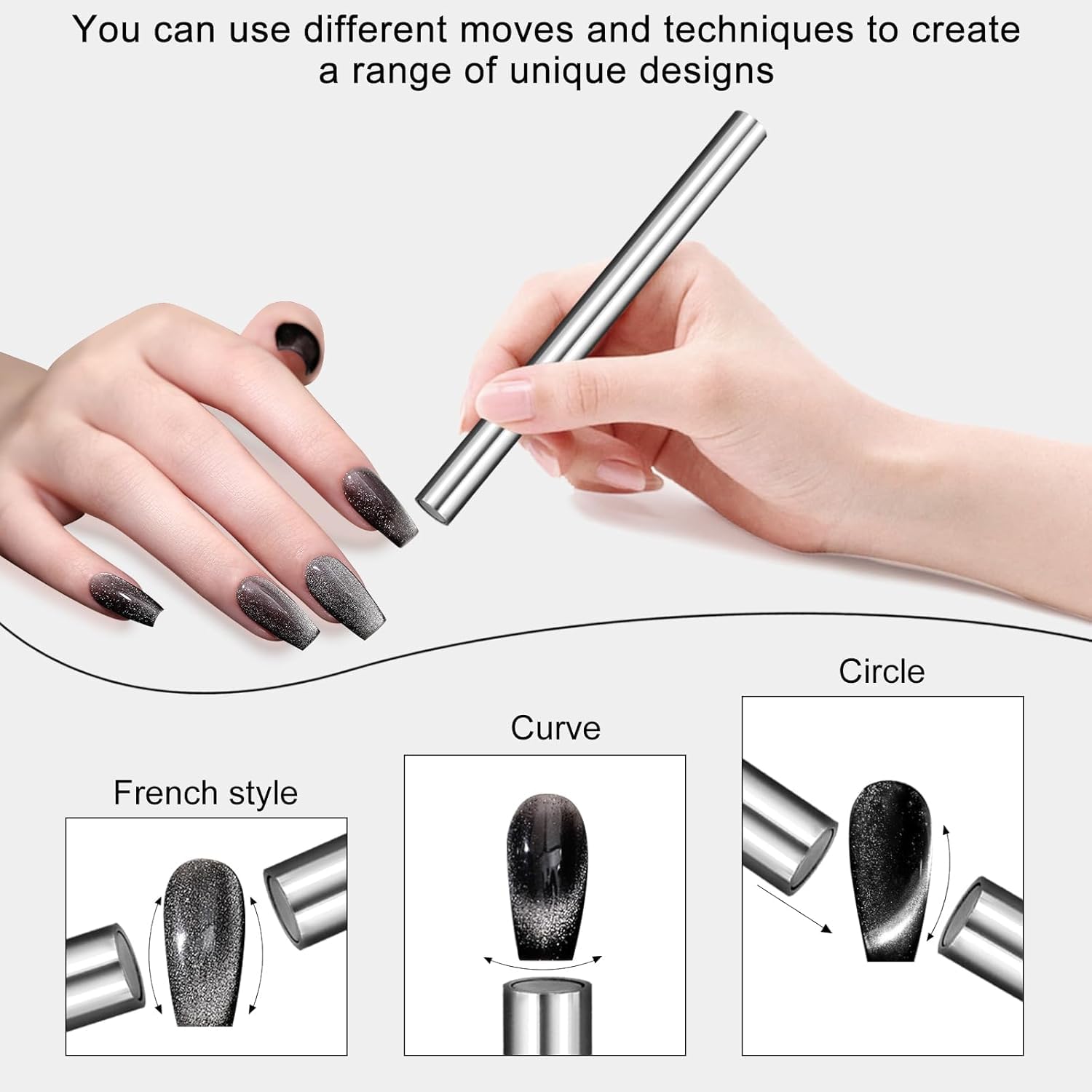Sevyn Colors Long Bar Cat Eye Magnet Double-Ended Magnetic Wand for Gel Nail Polish Effects