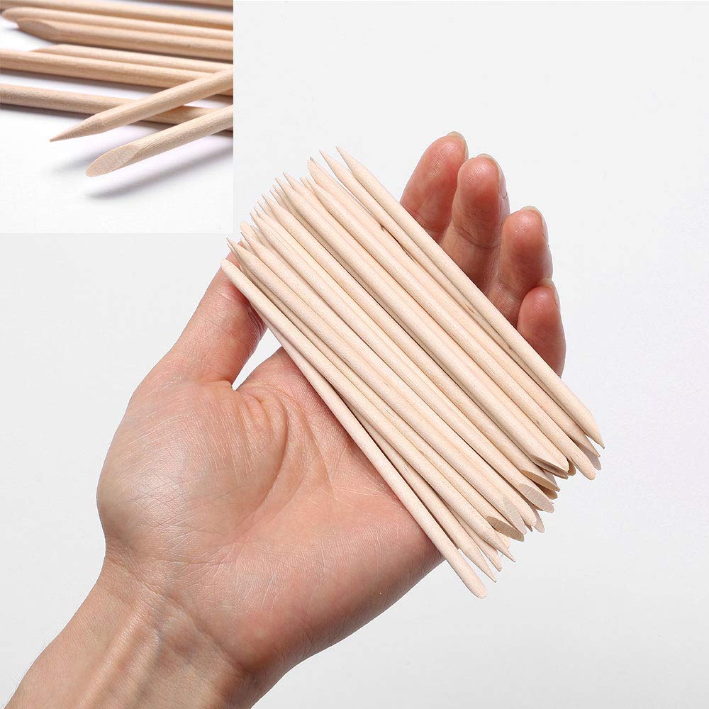 Sevyn Colors Wooden Cuticle Sticks  Double-Ended Manicure Orange Sticks for Nail Art, Cuticle Pusher & Cleaner (Pack Of 100)