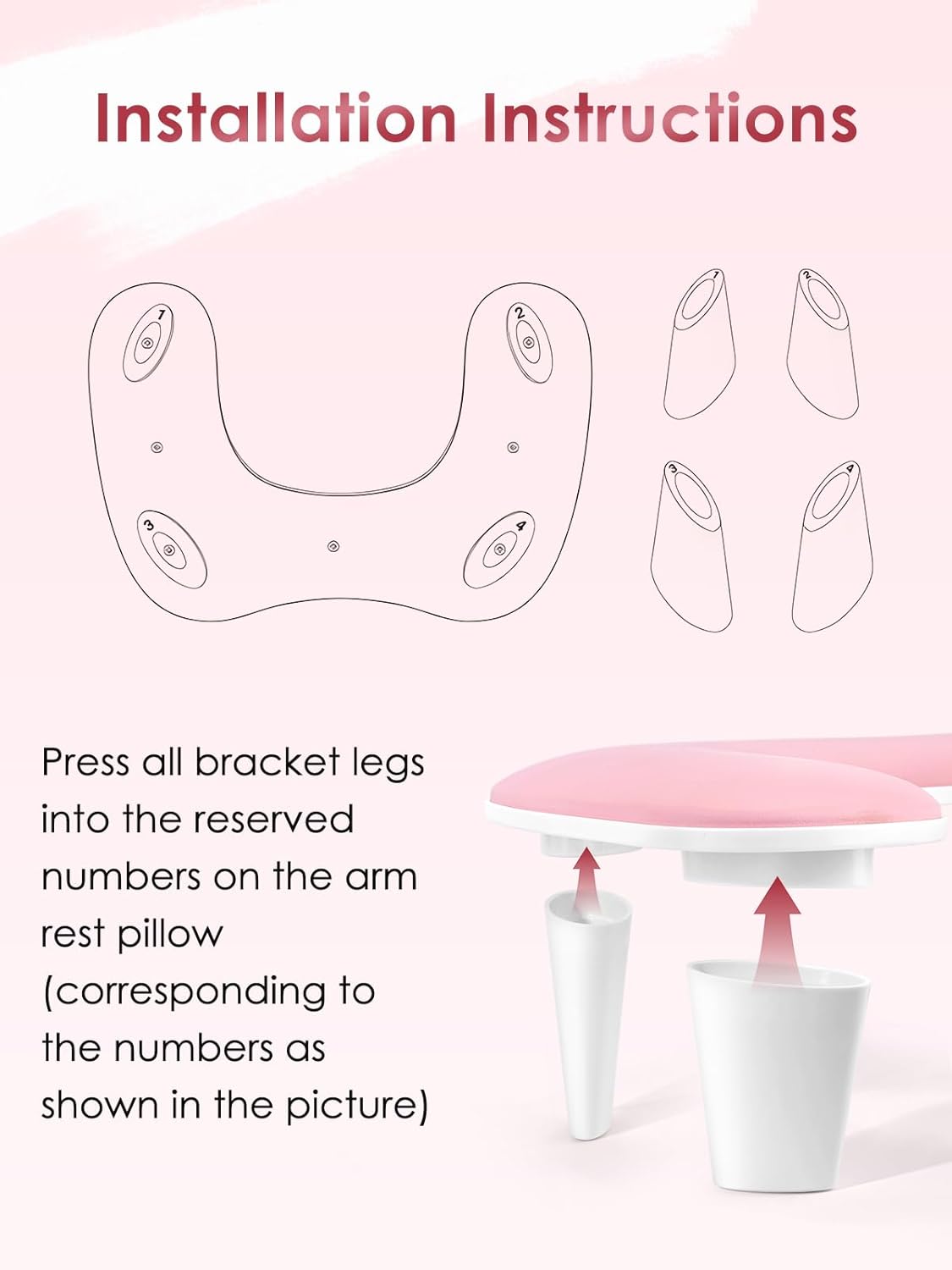Sevyn Colors Ergonomic Nail Arm Rest Pillow – PU Leather & Soft Sponge Manicure Hand Rest (Pink & White, UV Lamp Not Included)