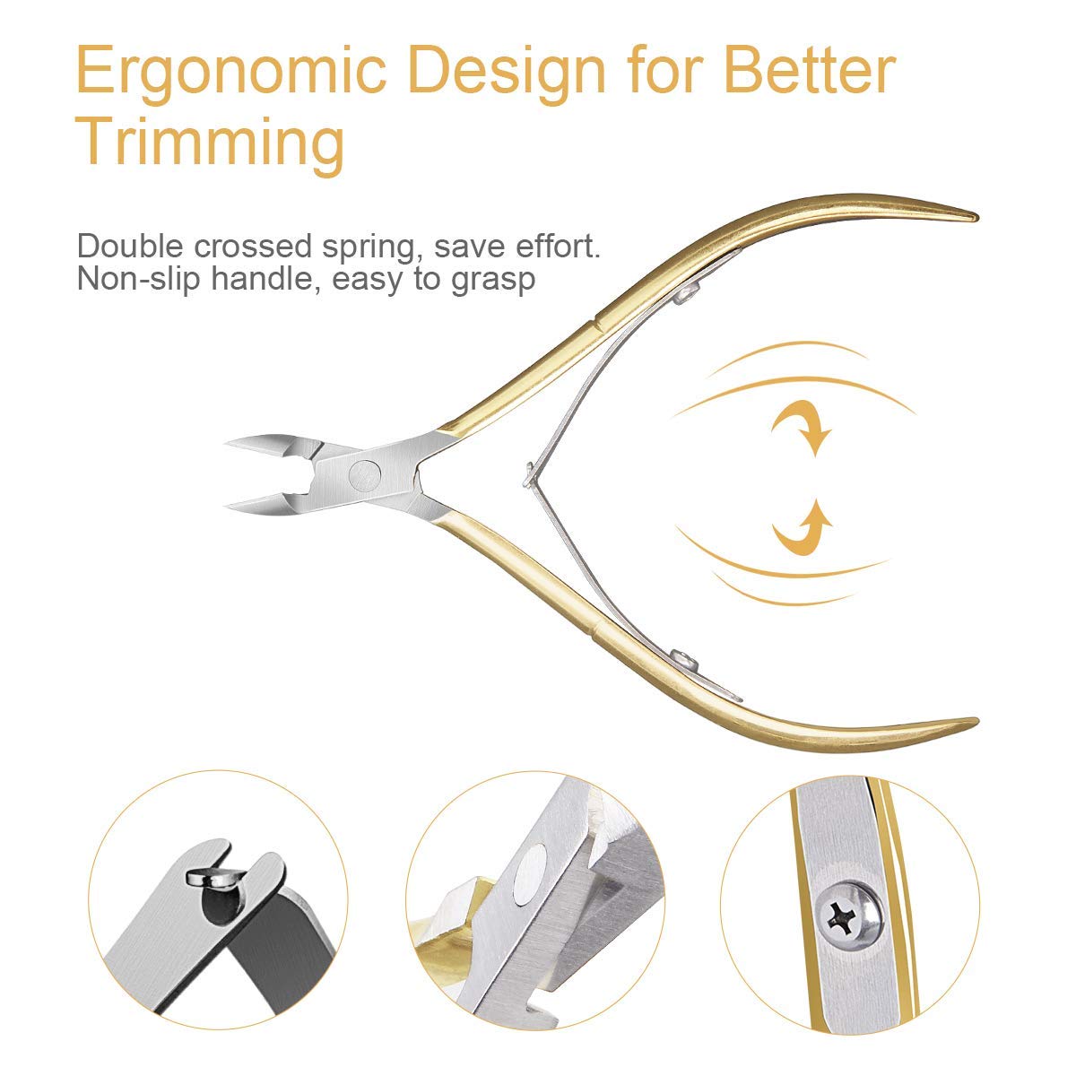 Sevyn Colors Professional Cuticle Nipper Stainless Steel Cuticle Trimmer with Gold Handle for Manicure & Pedicure